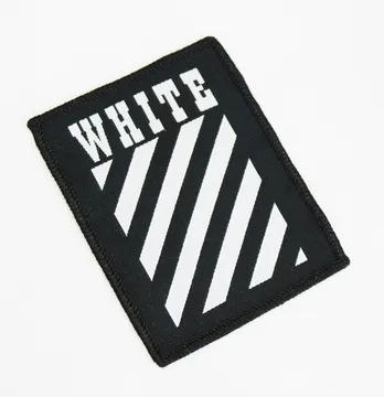 Нашивка жаккардовая "WHITE off" зебра 65*85 мм на флизелиновой основе