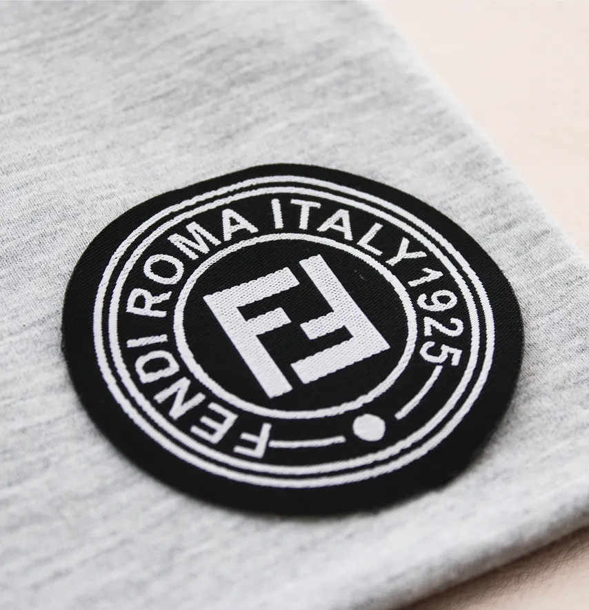 Нашивка жаккардовая "FF Roma" d=60 мм черная на флизелиновой основе-1