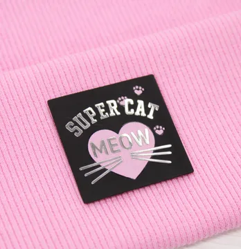 Нашивка "Meow" super cat 40мм черного цвета