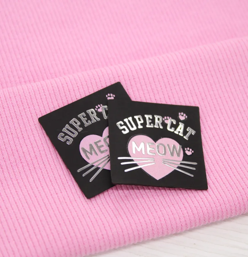 Нашивка "Meow" super cat 40*40 мм чорного кольору-1