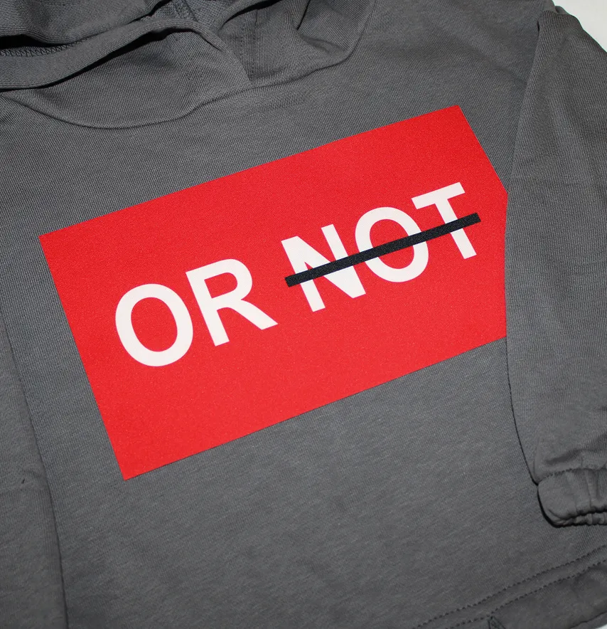 Нашивка тканева "Or not" 25*15 см червоного кольору-1