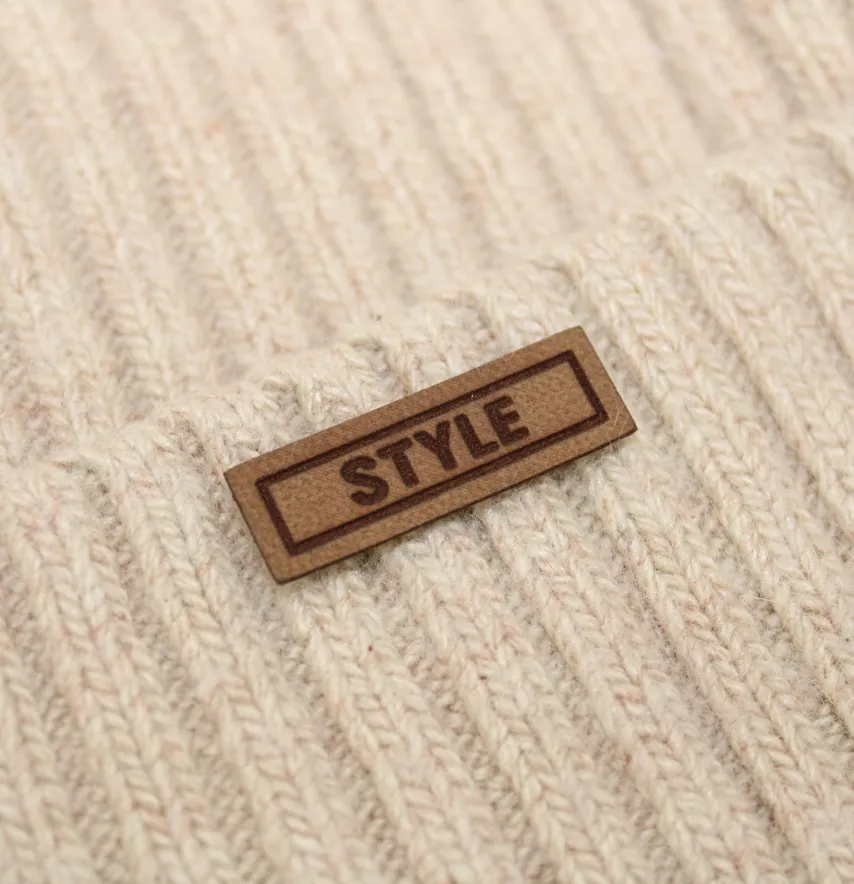 Нашивка "Style" 30*10 мм песочного цвета-0