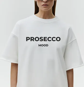 Термонаклейка "Prosecco mood" 19*5,5 см черного цвета