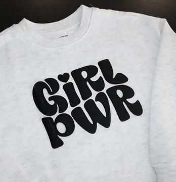 Термоаппликация объемная пуф "Girl pwr" 17*12 см черного цвета
