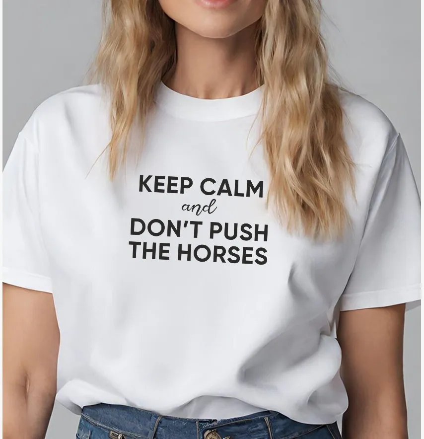 Термонаклейка "Don't Push зе хорсес" 19*11,5 см чорного кольору-1