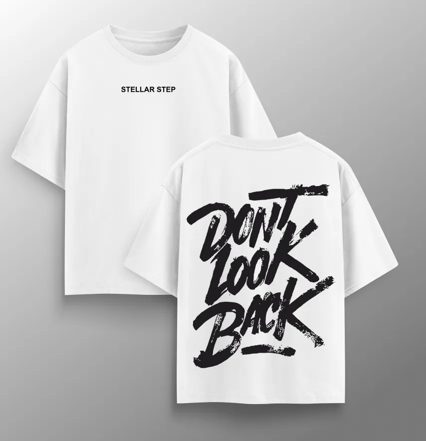 Футболка женская оверсайз "Don't look back" белого цвета-2