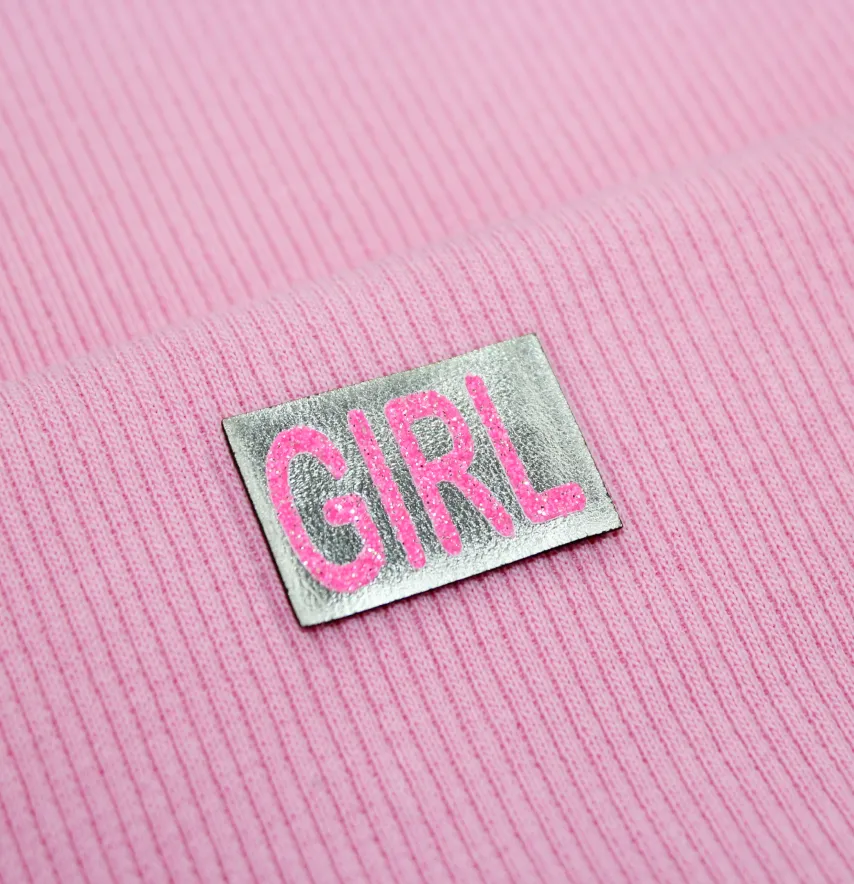 Нашивка з глітеру "Girl" 30*20 мм рожевого кольору-0