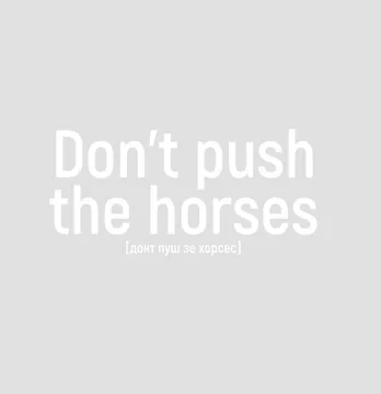 Термонаклейка "Don't Push зе хорсес" 19*9 см білого кольору