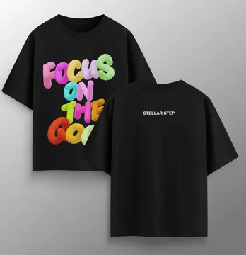 Женская футболка оверсайз "Focus on the good" черного цвета
