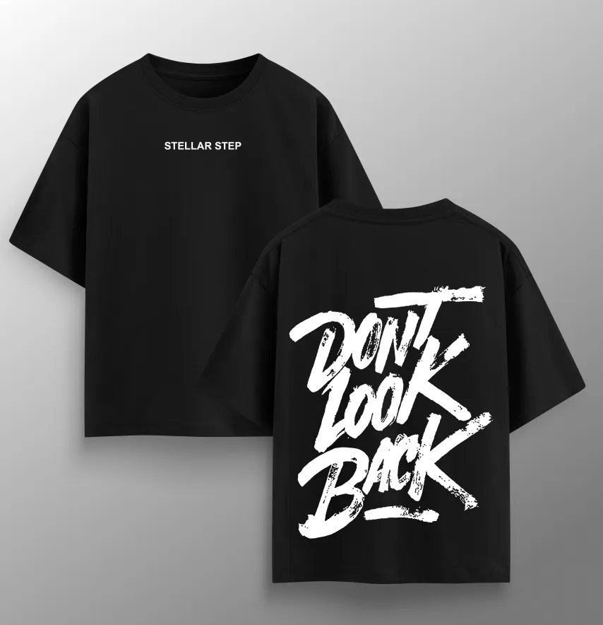 Женская футболка оверсайз "Dont look back" черного цвета-1