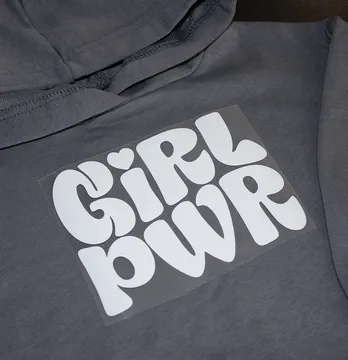 Термоаппликация объемная пуф "Girl pwr" 17*12 см белого цвета