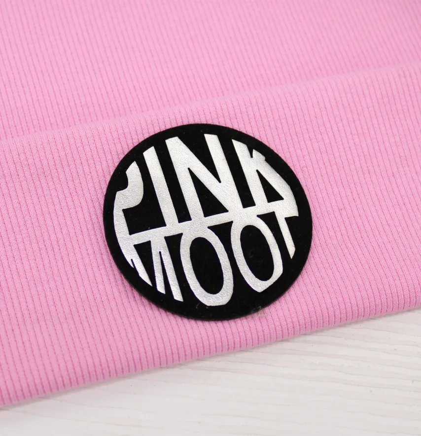 Нашивка "Pink mood" d = 65 мм чорного кольору зі сріблом