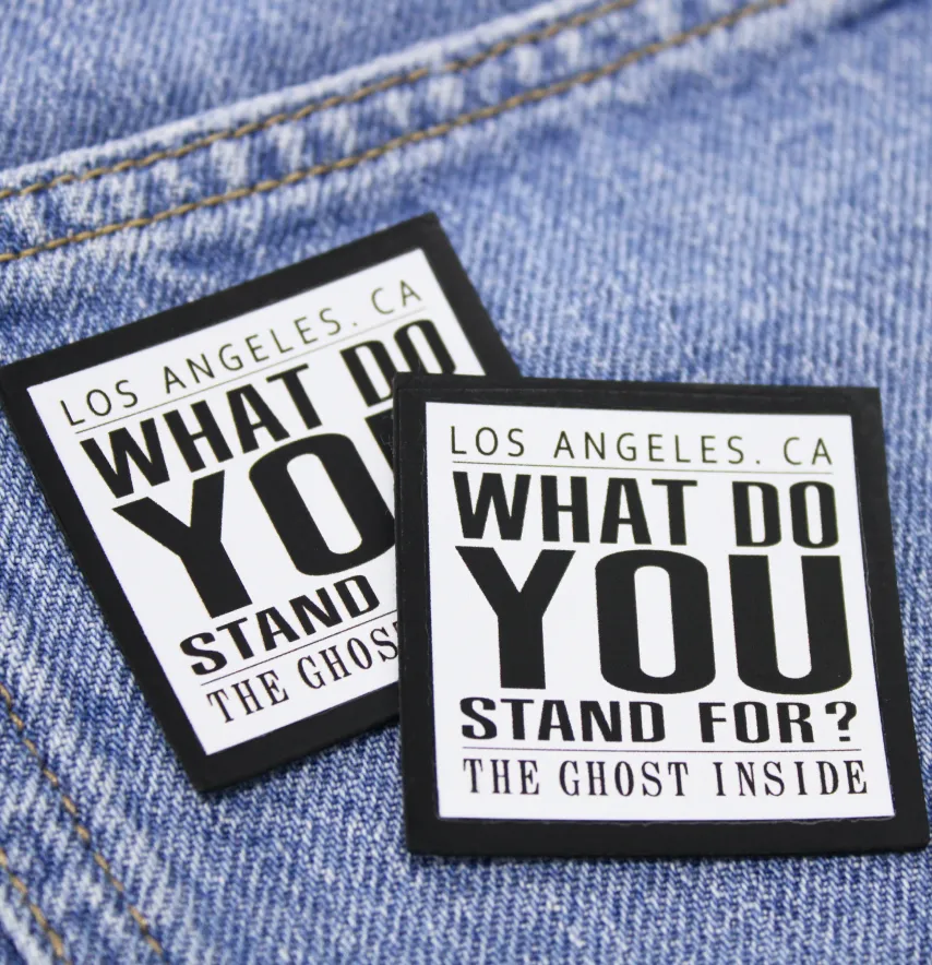 Нашивка "What do you stand for" 45*45 мм білого кольору-1