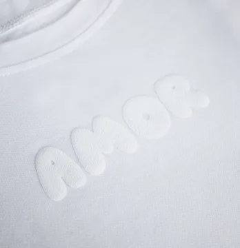 Термоаппликация объемная пуф "Amor" 12*3,5 см белого цвета