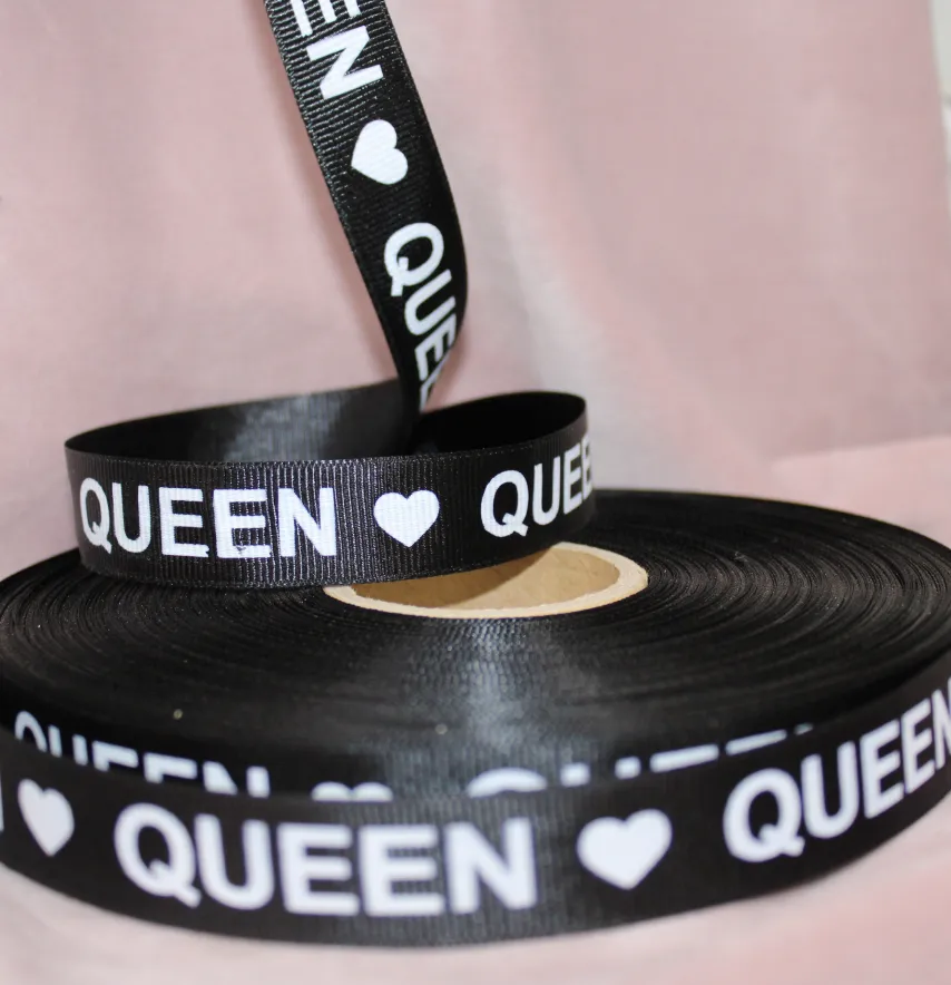 Тасьма репсова "Queen" 20 мм чорного кольору-2
