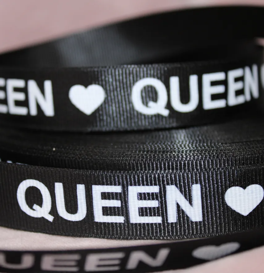 Тасьма репсова "Queen" 20 мм чорного кольору-3