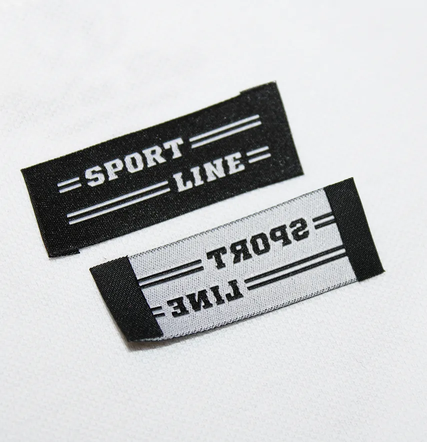 Бирка жакардова "Sport Line" 50*20 мм чорного кольору з білим лого-1