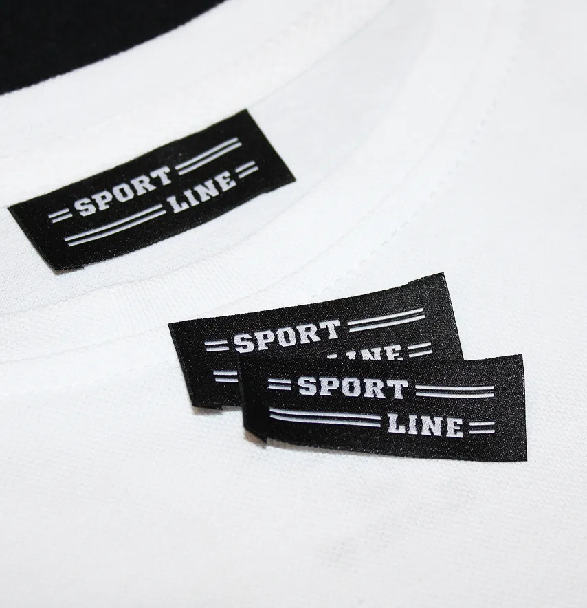 Бирка жакардова "Sport Line" 50*20 мм чорного кольору з білим лого-2