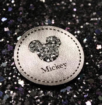 Нашивка з акриловим камінням "Mickey" d = 35 мм графітового кольору