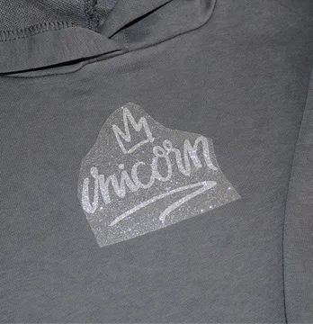 Термоаппликация из глитера "Unicorn" 9*8 см серебряного цвета