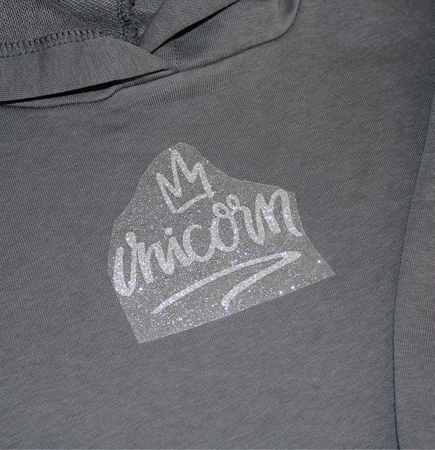 Термоаплікація з глітеру "Unicorn" 9*8 см срібного кольору-0