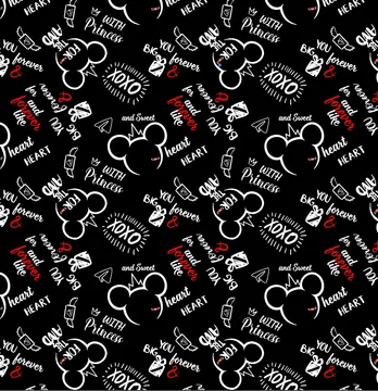 Ткань плащевка "Канада - Mickey xoxo" ширина 150 см (110г/м2) 100% poliester