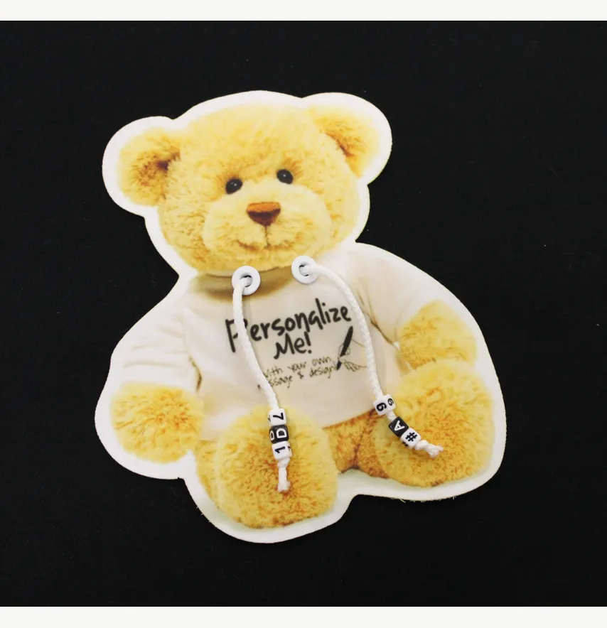Нашивка тканева з декором фігурна "Ведмедик в білому" з шнурком 18 см-0