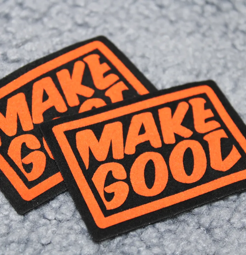 Нашивка "MAKE GOOD" 70*50 мм помаранчевого кольору-1