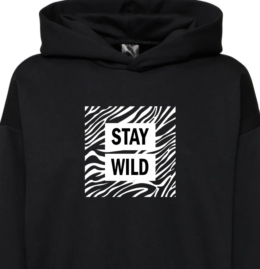 Термонаклейка "Stay wild" 19,5*19,5 см белого цвета-1