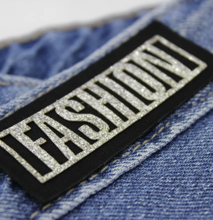 Нашивка з глітеру "Fashion" 75*30 мм срібного кольору-1