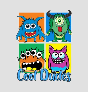 Термонаклейка "Cool dude" монстры 15*19 см