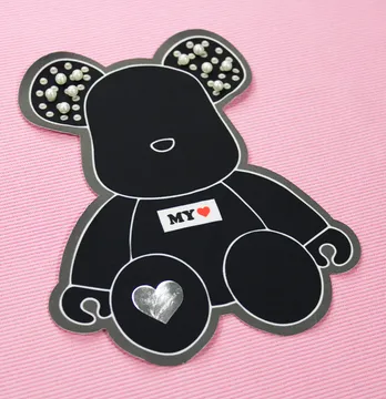Нашивка тканевая с декором фигурная "Ведмедик I love My" 15,5*18,5см