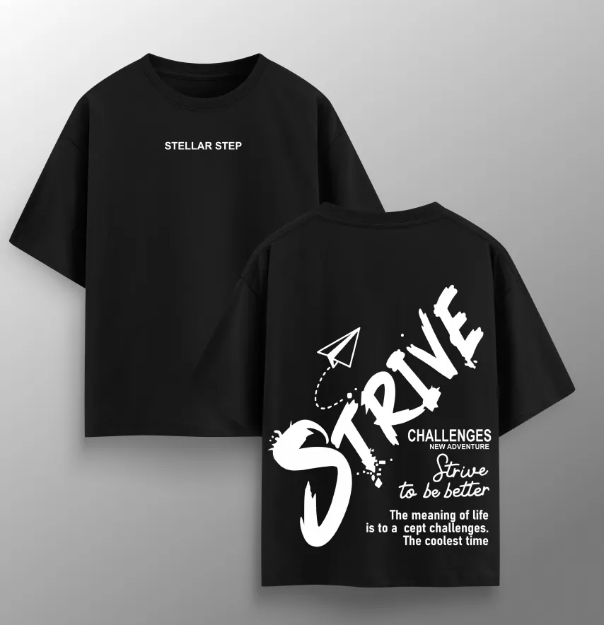 Футболка жіноча оверсайз "Strive" чорного кольору-1