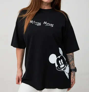 Футболка жіноча оверсайз "Mickey mouse" чорного кольору