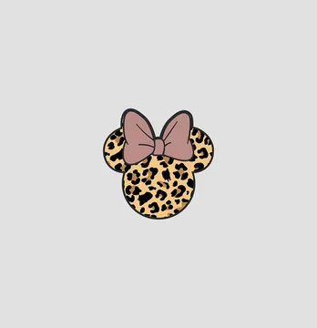 Термонаклейка "Minnie с бантиком" леопардовая 6*6 см