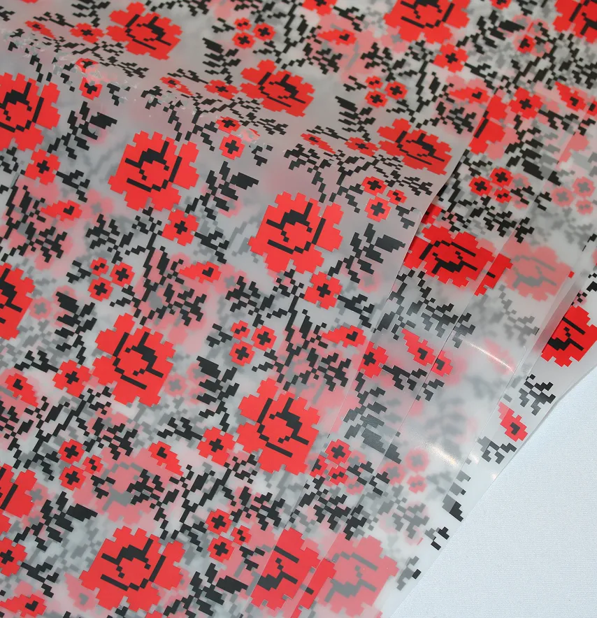 Термоналіпка "Вишиванка" лист троянда чорна з червоним 28*38 см-2