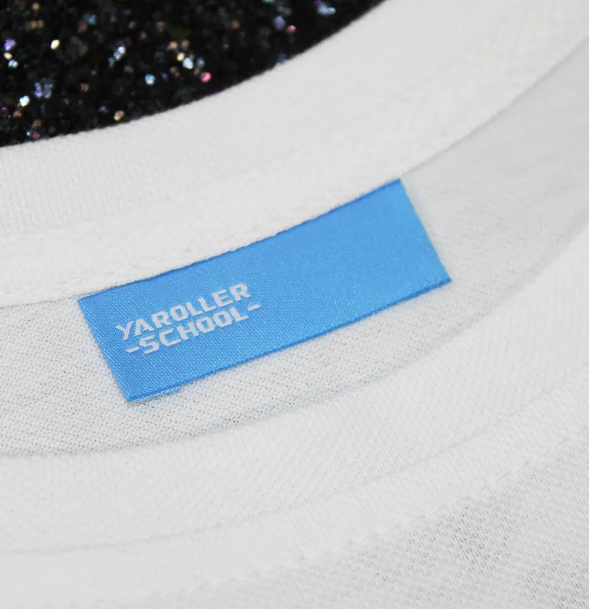 Бирка жаккардовая "Yaroller" 55*15 мм голубого цвета-1