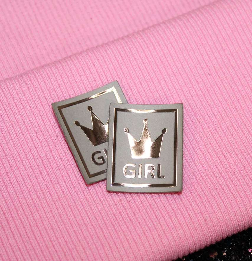 Нашивка "Girl корона" 25*30 мм сірого кольору-1