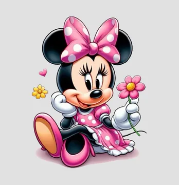 Термонаклейка "Minnie в розовом с цветком" 19*25 см