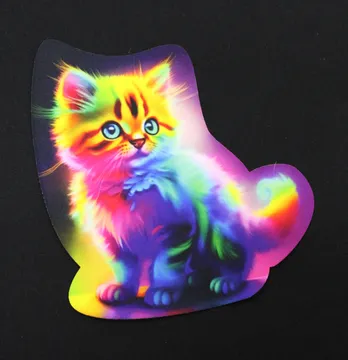 Нашивка тканевая фигурная "Цветной котик" 22*18 см