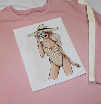 Нашивка тканева "Дівчина в купальнику" 18*24 см