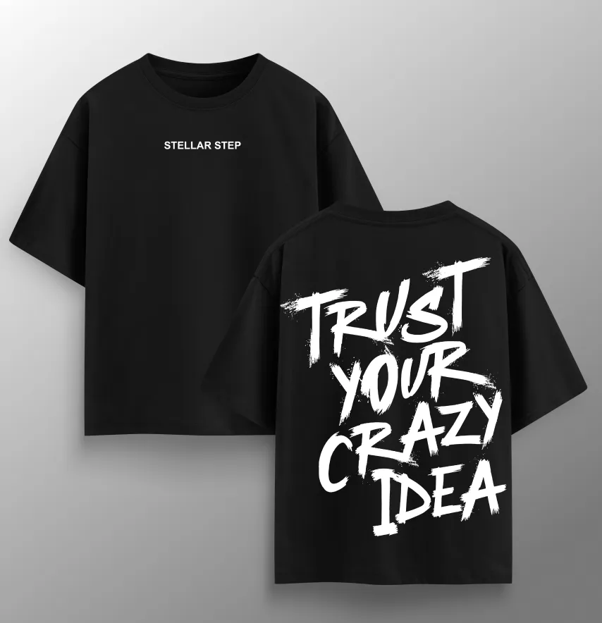 Футболка жіноча оверсайз "Trust your crazy idea" чорного кольору-1