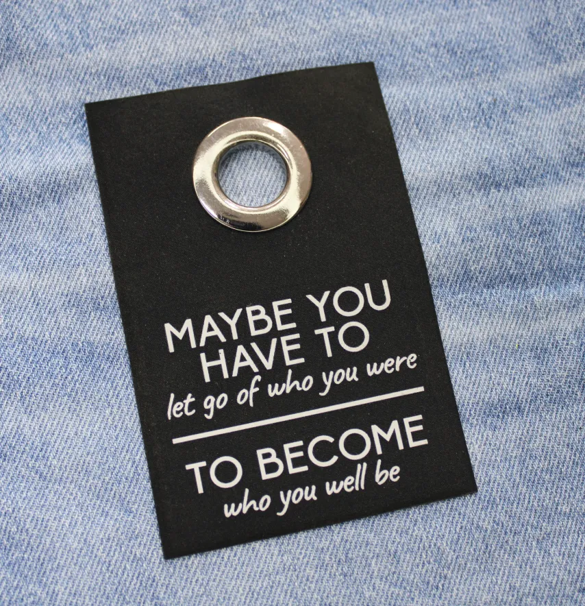 Нашивка "Maybe you have" 60*100 мм білий напис з металевим люверсом