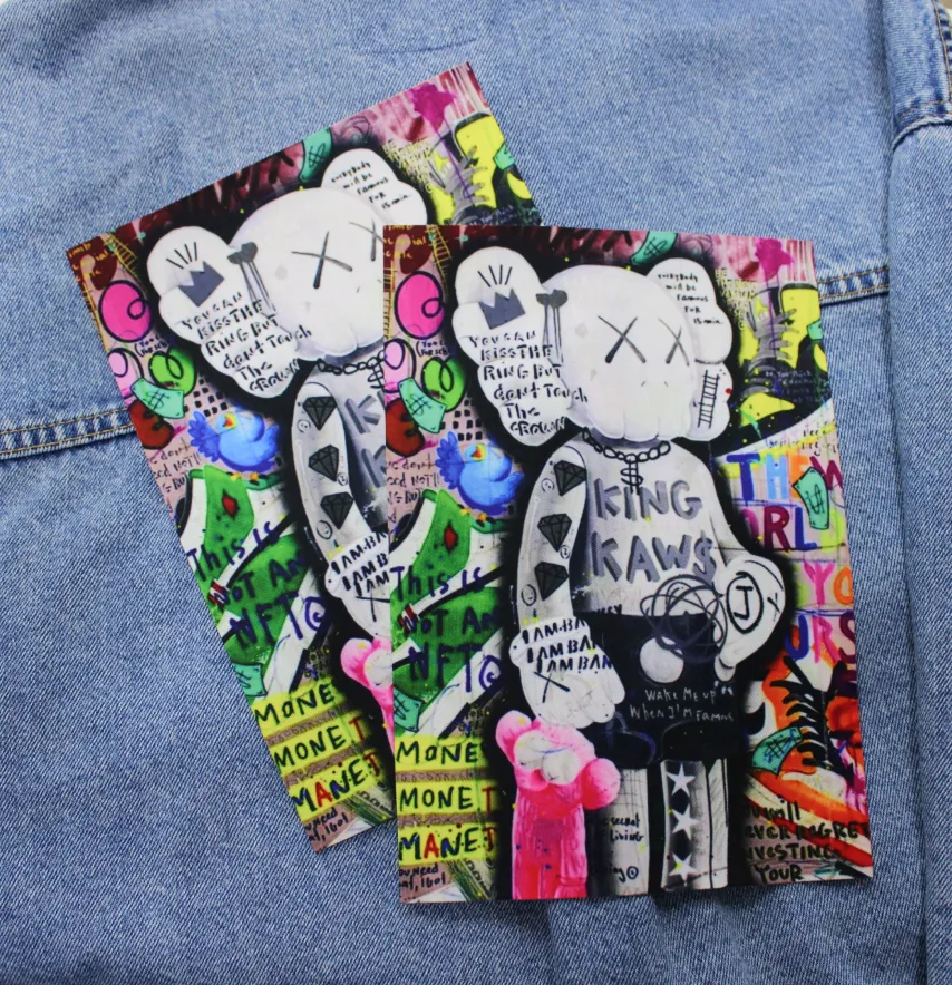 Нашивка тканева "King kaws" 16*23 см-1