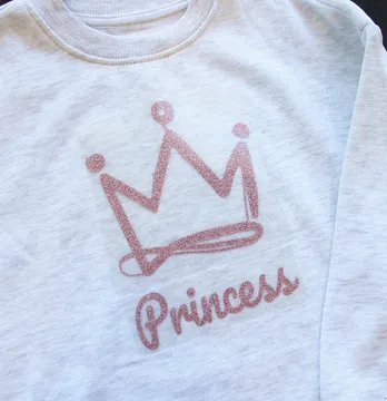 Термоаппликация из глитера "Корона Princess" 20*11,5 см пудрового цвета