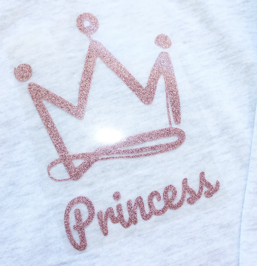Термоаппликация из глитера "Корона Princess" 20*11,5 см пудрового цвета-1