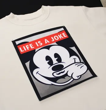 Нашивка тканева "Mickey" life is a joke 19*21 см