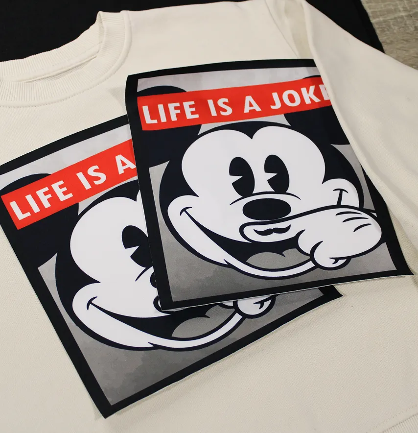 Нашивка тканева "Mickey" life is a joke 19*21 см-1