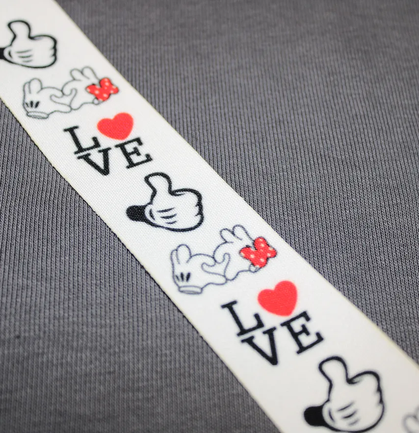 Лампас "I love" 3*90 см белого цвета-5