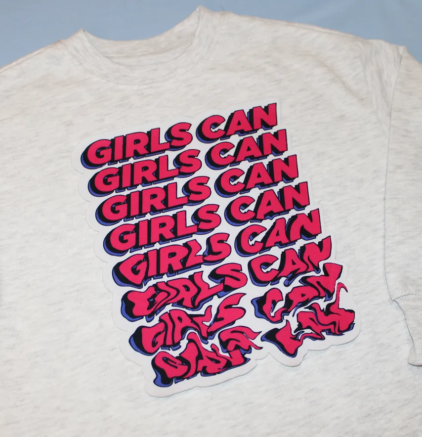 Нашивка тканева фігурна "Girls can" 18,5*22,5 см-0